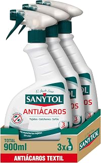 Sanytol - Non-Washable Fabric Anti-Dust Mite Spray Pack 3 x 300 ml | Removes 100% Mites, Scabies and Bed Bugs, Mattress, Sofa & Carpet, Efficiency 4 Months, No Stain, No Odor