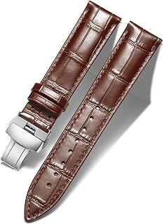 BINLUN Leather Watch Strap Replacement Leather Strap for Men/Women with Butterfly Deployment Buckle Silver/Gold/Rose Gold 12mm-24mm 10 Colors