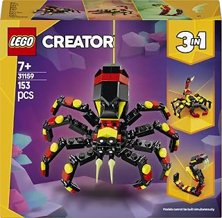 LEGO Creator 3in1 Wild Animals: Surprising Spider 31159 | Toys for 7+ Year Old Boys & Girls, Transforms into a Scorpion Figure or a Snake, Kids' Room Decor, Birthday Gift, 153 Pieces
