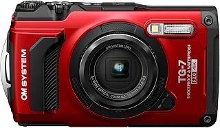 OM SYSTEM Olympus Tough TG-7 Red Underwater Camera, Waterproof, Freeze Proof, High Resolution Bright, 4K Video 44x Macro Shooting (Successor Olympus TG-6)