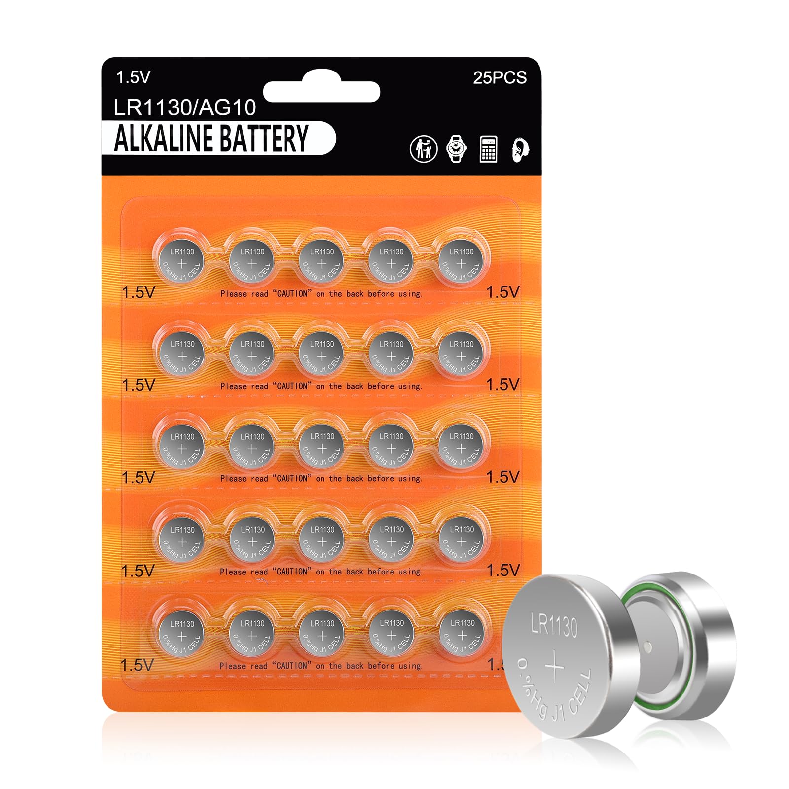 LR1130 Battery 25 Pack 1.5V AG10 Alkaline Batteries