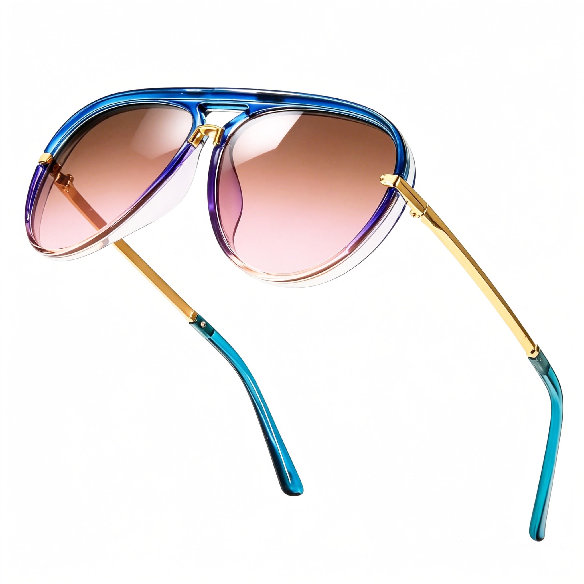 SIPHEW Retro Aviator Sunglasses for Women,Oversized Sun Glasses