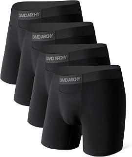 DAVID ARCHY Herren-Boxershorts aus Modal mit horizontalem Hosenschlitz, nahtlosem Bund, Stütztasche und rutschsicherer Unterwäsche, 4 Stück