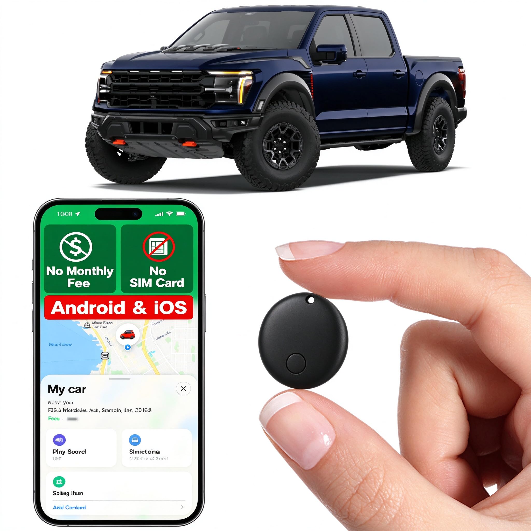 GPS Tracker for Vehicles, Car Tracker Hidden No Monthly Fee, Real Time Vehicle T