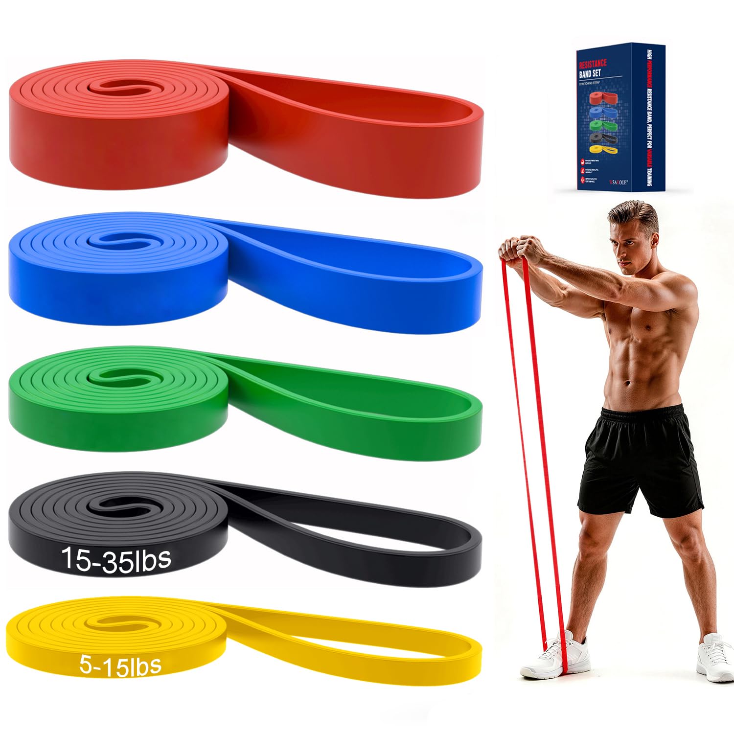 Pull Up Bands, Resistance Bands Set, Exercise Workout Bands for Men & Women, Ide