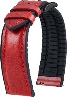 BINLUN Leather Watch Bands 14mm 16mm 18mm 19mm 20mm 21mm 22mm Watch Strap Leather Quick Release Oil Wax Leather and Silicone Hybrid Replacement Strap for Men Women 6 Colors