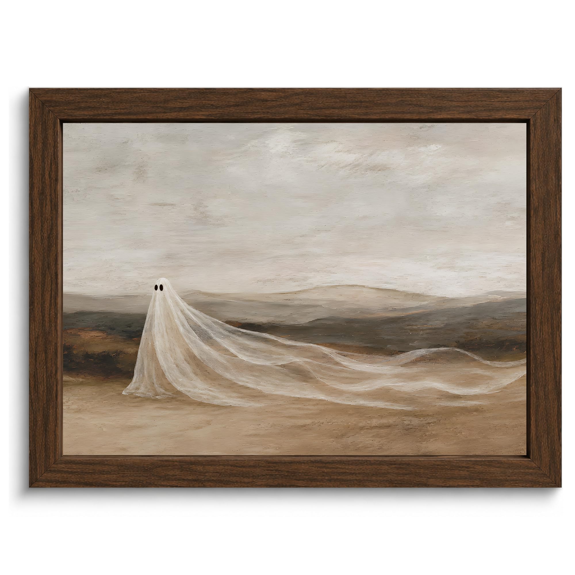 YPDQJW Vintage Ghost Wall Art, Framed Halloween Landscape Print,10x8 in | Cute g