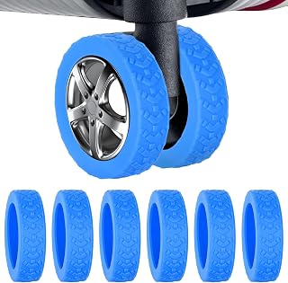 Luggage Wheel Cover 8pcs 2" Diameter Portable Suitcase Wheel Protector Silicone Luggage Spinner Wheel Cover Luggage Wheel Accessories For Most 8 Caster Luggage (Blue)