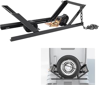 ECOTRIC Semi Truck Spare Tire Rack Commercial Truck Tire Storage Rack | Tractor Trailer with Ratchet Strap Chain and Lock