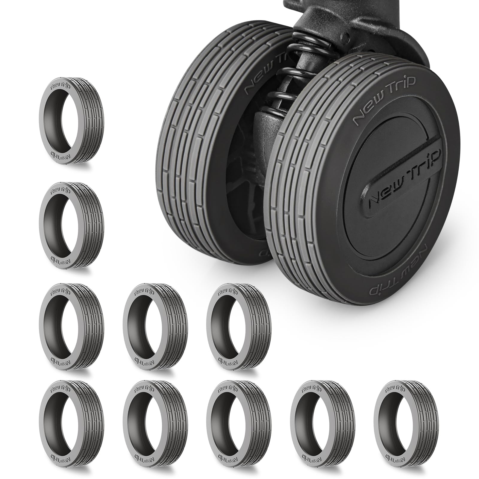 New Trip Set of 10 Caster Covers, Suitcase, Tire Covers, Carrying Case, Wheel Co