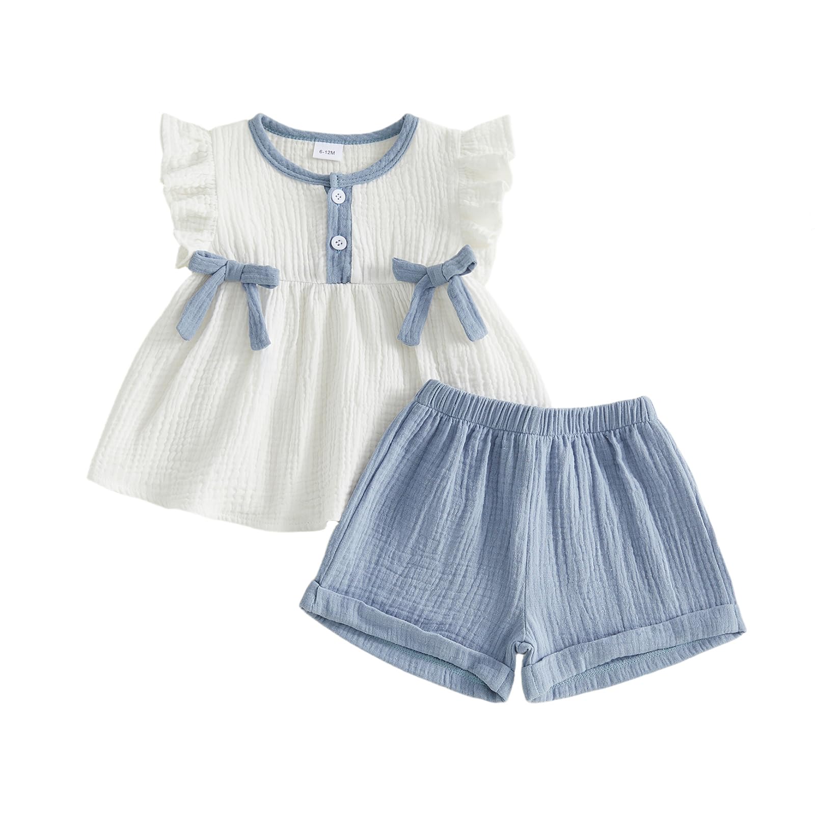 Amnnchya Toddler Girl Clothes Baby Summer Spring Outfits Cute Bow Button Smocked