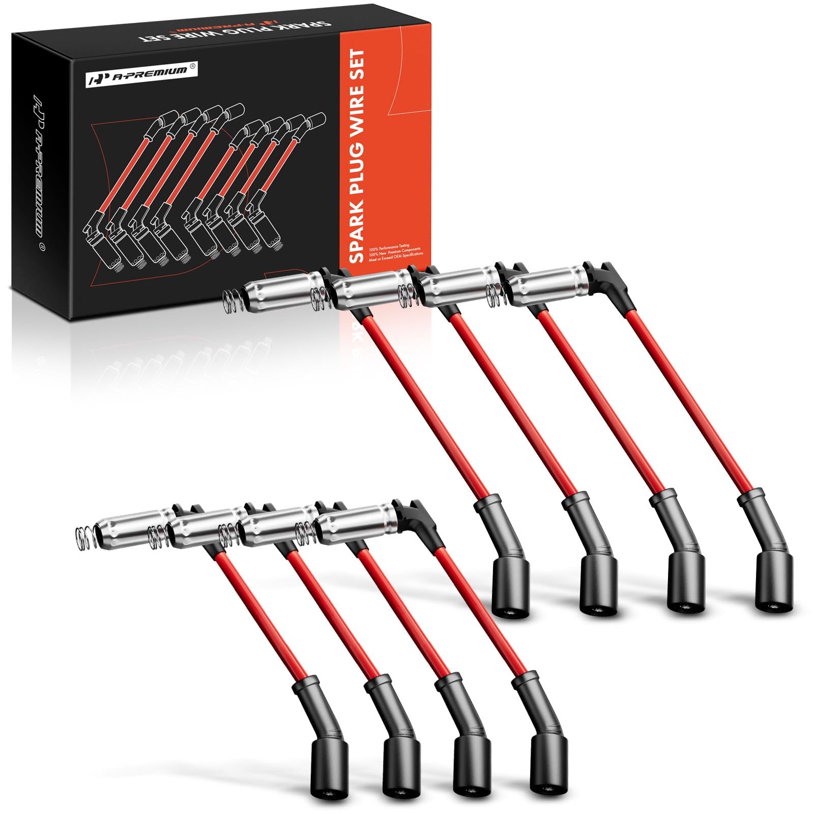 A-Premium 8MM Spark Plug Wires Set of 8, V8 Compatible with Chevrolet, GMC | for