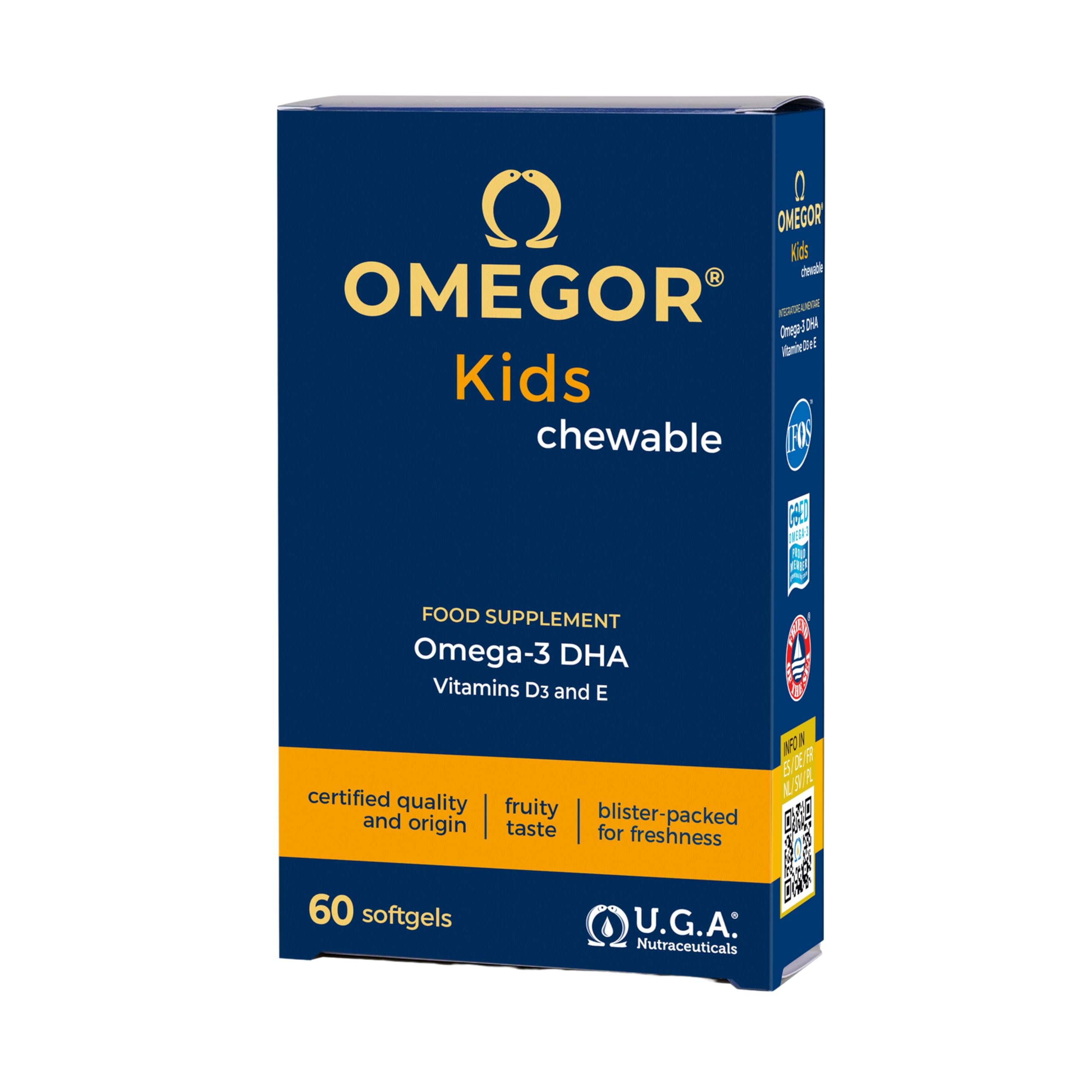 Omegor Kids - Omega 3 for Children from 3 Years - Dietary Supplement with Vitami