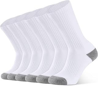 CLOSEMATE Mens Sports Crew Socks Cushioned Cotton 6P