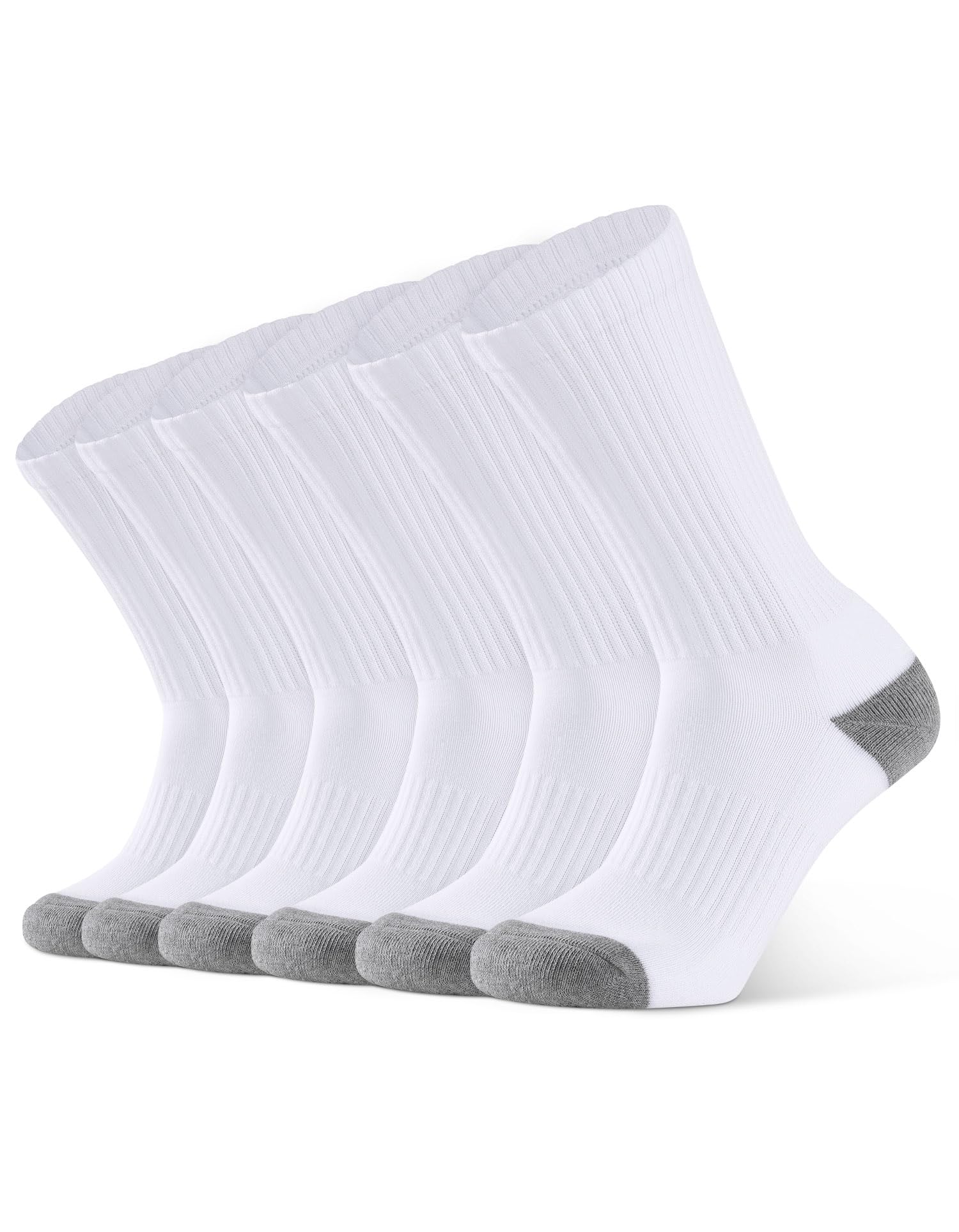 CLOSEMATE Mens Sports Crew Socks Cushioned Cotton 6P