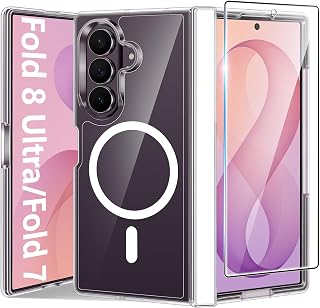 FNTCASE Magnetic for Samsung Galaxy Z Fold 8 Ultra/Z Fold 7 Case, Clear | Fit for Magsafe, with Screen Protector, Military Grade Drop Protection Cover, Slim Phone Cases, Shockproof Bumper