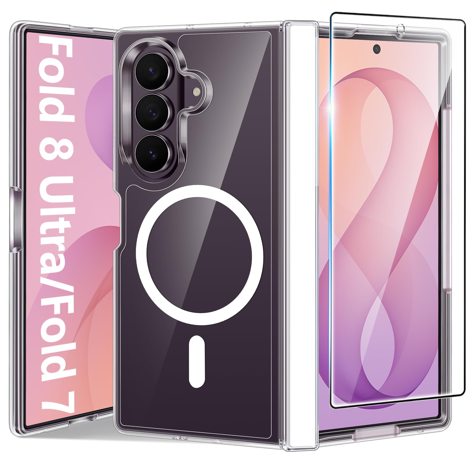 FNTCASE Magnetic for Samsung Galaxy Z Fold 8 Ultra/Z Fold 7 Case, Clear | Fit fo
