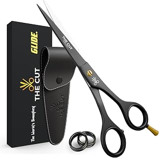 The Cut Factory® Hair Scissors &amp; Hair Cutting Scissors - 6.5” Matte Black Professional Barber Shears with Micro-Serrated Blade, Gift Box &amp; Leather Pouch