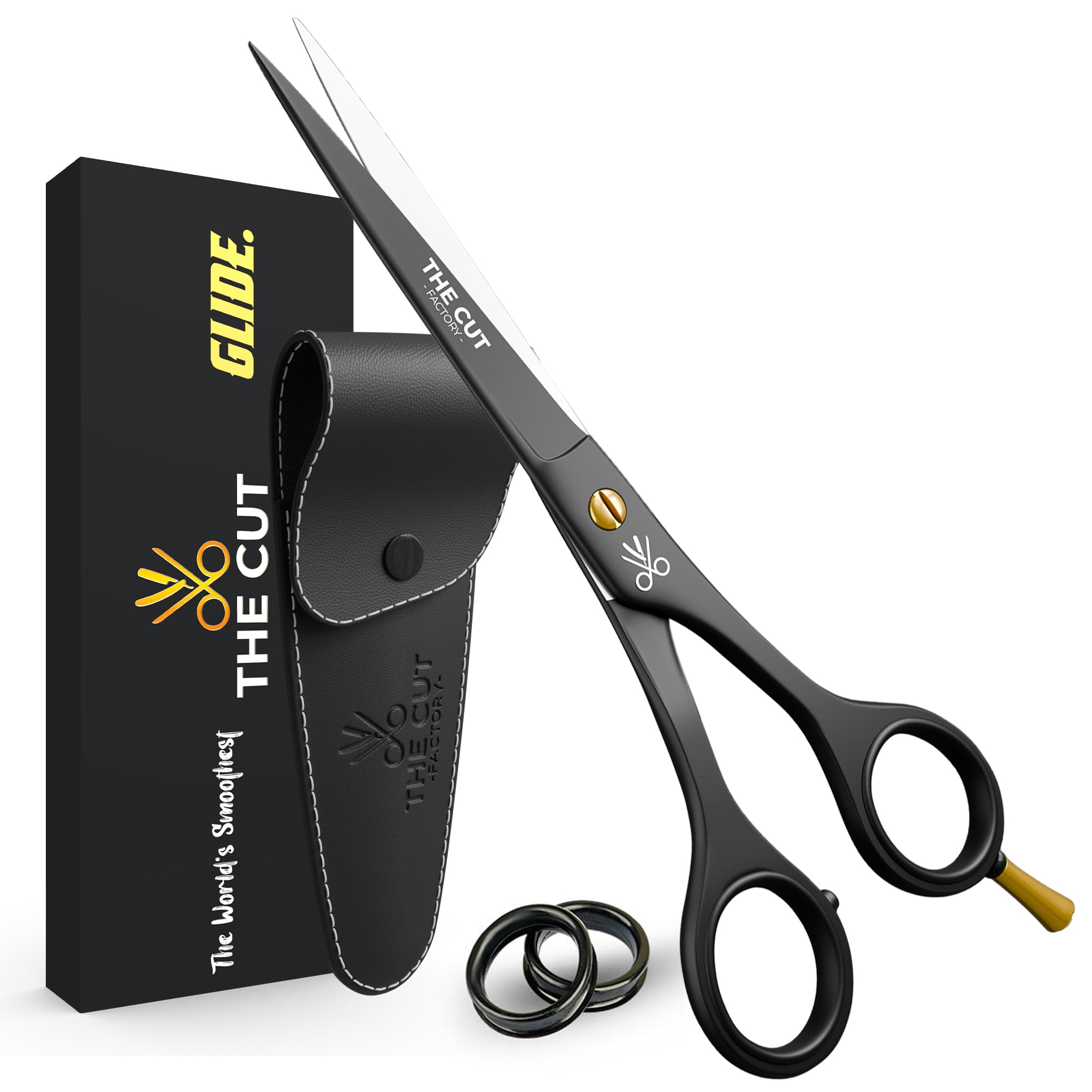 The Cut Factory® Hair Scissors &amp; Hair Cutting Scissors - 6.5” Matte Black Pr