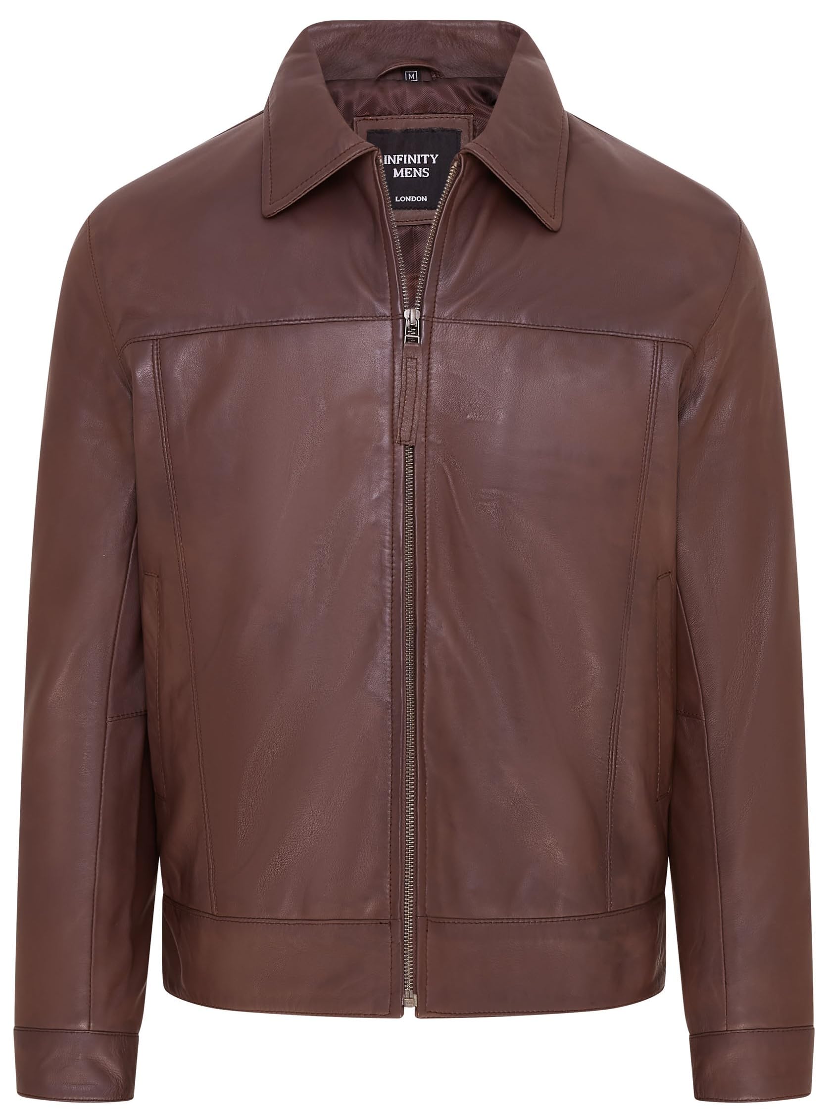 Infinity Leather Harrington Classic 100% Nappa Leather Motorcycle Jacket For Men