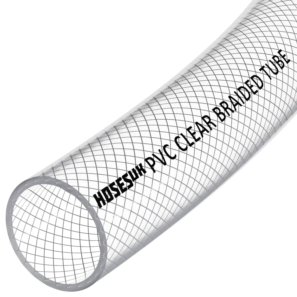25mm (1") ID PVC Clear Reinforced Braided Air, Water, Oil, Gas, Food Flexible Pl