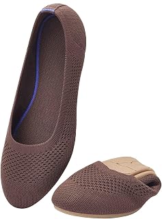 poemlady Women's Ballet Flats Slip On Knit Soft Round Toe Dress Shoes