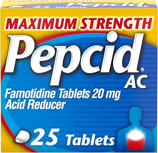 Pepcid AC Max Strength Tablets, 20mg Famotidine, 25 ct | Heartburn Relief, OTC Medicine, Prevents & Relieves Heartburn & Acid Reflux, Due to Acid Indigestion, Fast-Acting
