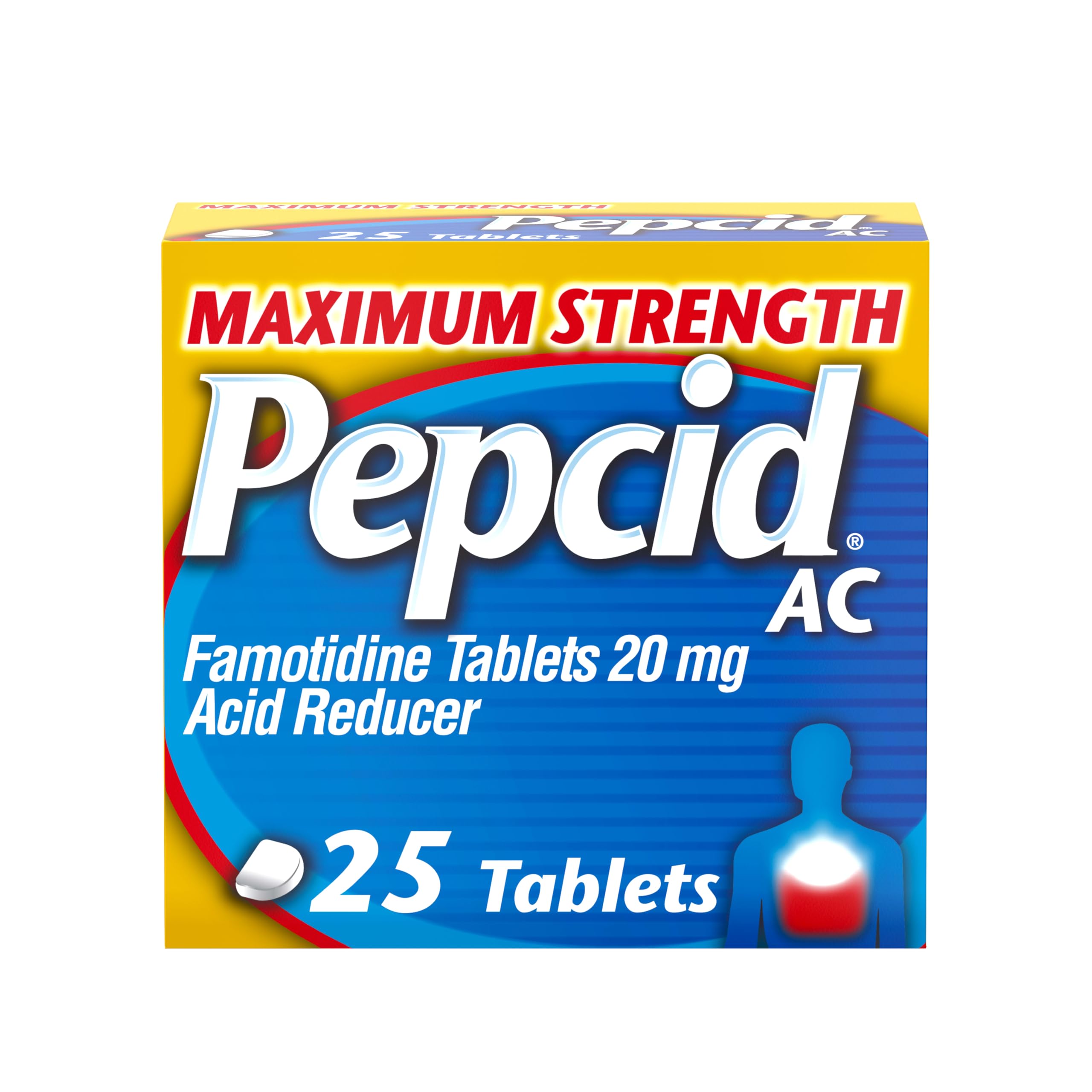 Pepcid AC Max Strength Tablets, 20mg Famotidine, 25 ct | Heartburn Relief, OTC M