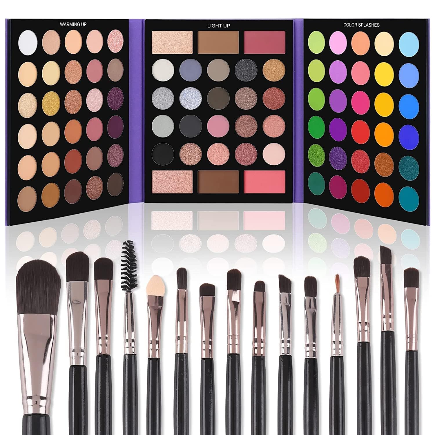UCANBE Eyeshadow Palette with 15Pcs Brushes Makeup Set, Pigmented 86 Colors Make