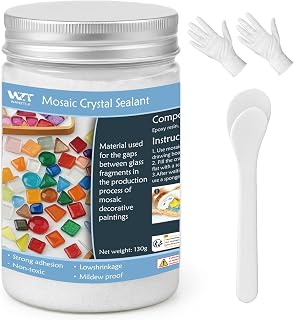 White Mosaic Crystal Grout 130g, Mosaic Tile Accessories, Mosaic Tiles Grout for Crafts, No Water Needed, Fast-Drying, Essential for Handmade Grouting, for All Surfaces