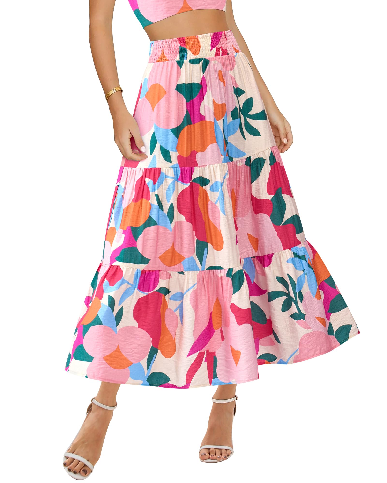 BTFBM Faldas para mujer con estampado floral, moda de otoño 2025, cintura alta, 