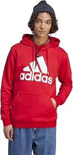 adidas Mens Essentials Fleece Logo Hoodie Casual Outerwear Casual - Red
