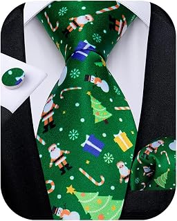 DiBanGu Mens Tartan Silk Tie And Pocket Square Cufflinks Tie Clip Tie Bar Tie Set For