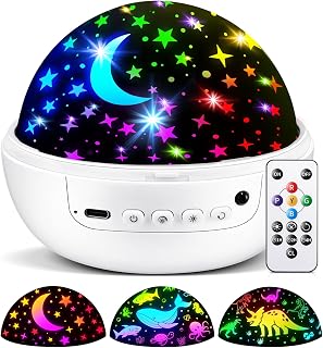 Night Light Projector 93 Lighting Mode,Baby Toys Gift Dimmable+Timer+Remote | 360°Rotate Sensory Lights,3Films-Star Moon,Dinosaur,Ocean,Exquisite Package Baby Boy Girl Gifts,Sensory Toys for Autism Kids