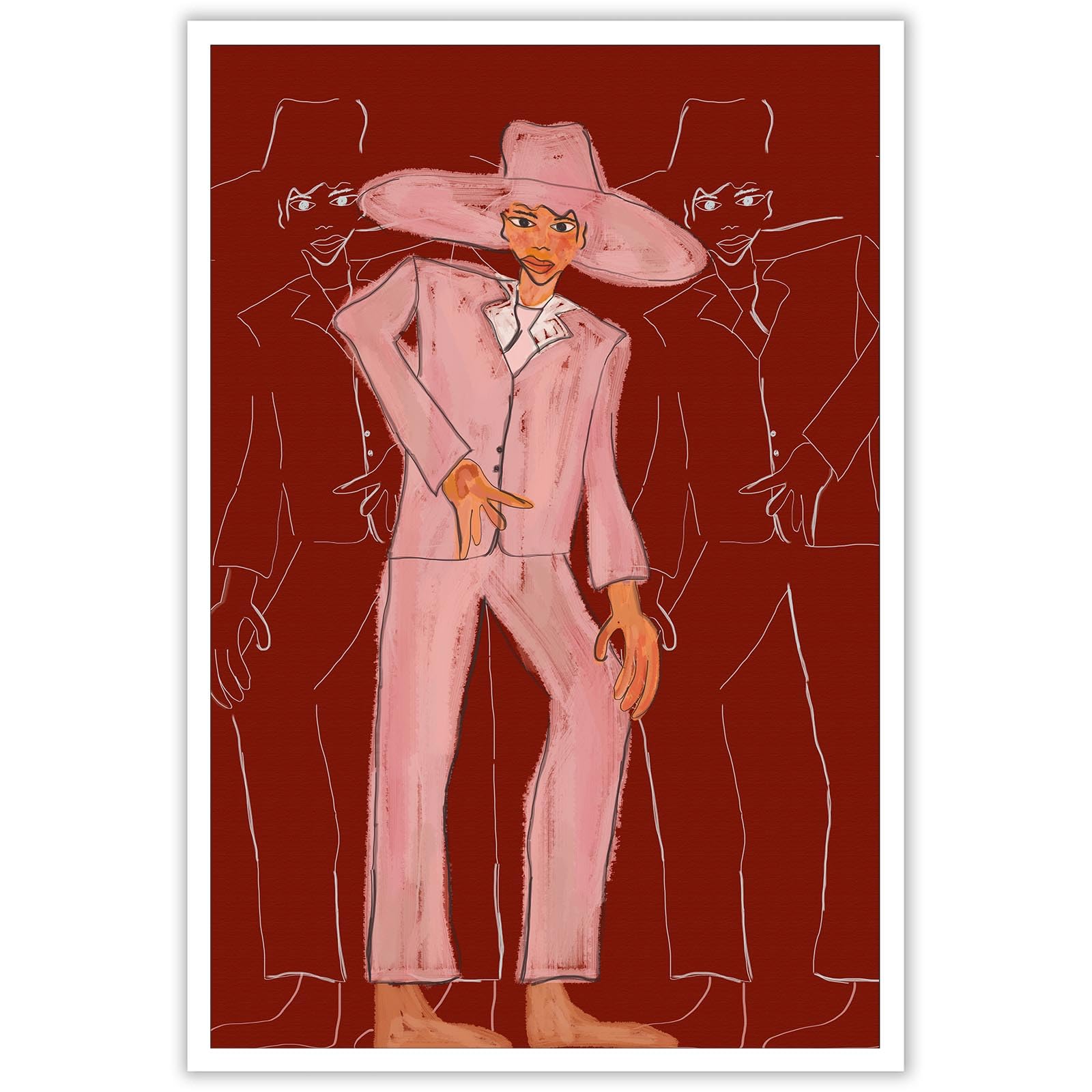 JMGHKL Vintage Western Cowboy Wall Poster Modern Red Aesthetic Retro Poster Rust