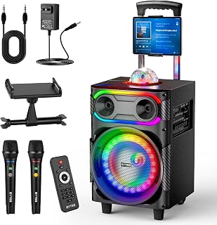 250W Karaoke Machine for Adults with 2 Wireless Microphones for Home Party