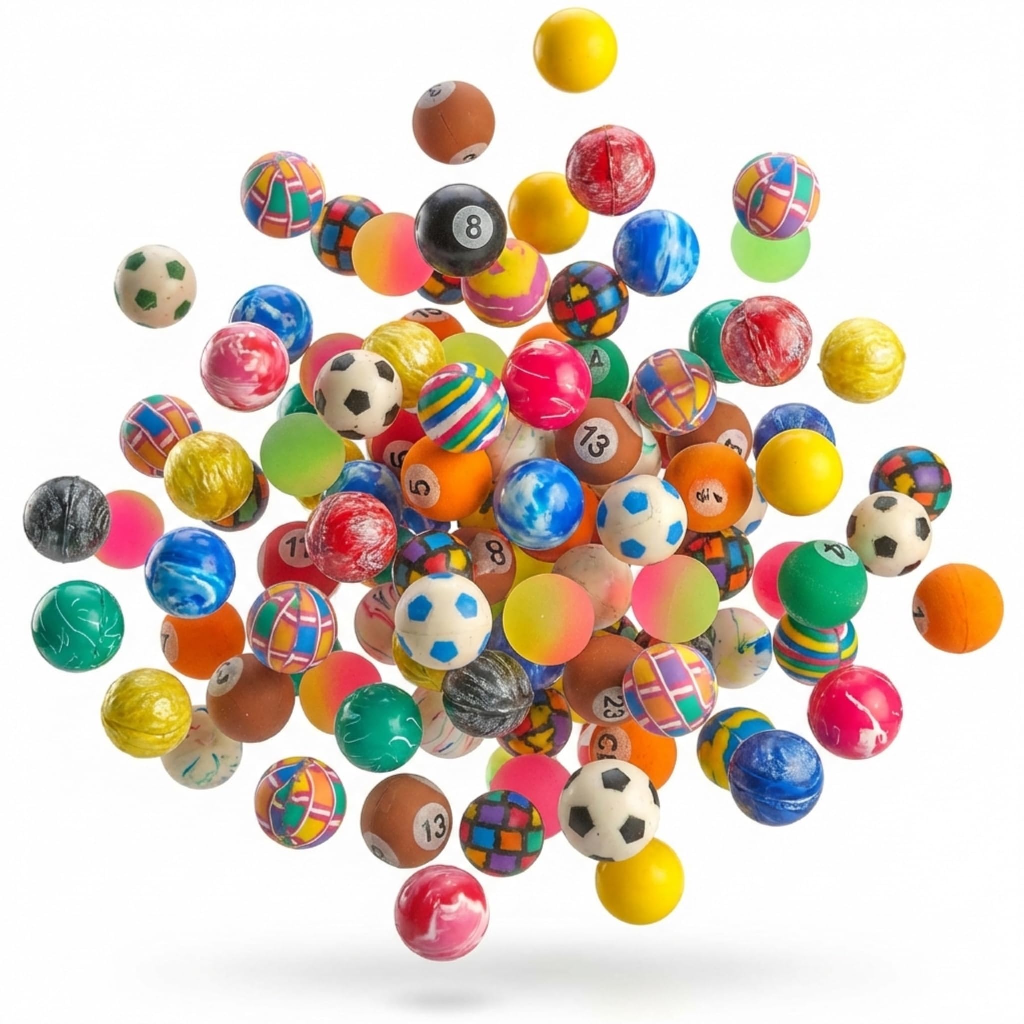 250-Pack 1-Inch Hi-Bounce Rubber Bouncy Balls - Assorted Color Mix | Colorful As