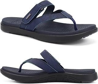 COFACE Women's Fashion Orthopedic Leather Fabric Comfortable Arch Support Tongue Lightweight Yoga Mat Summer Beach Pool Flip Flop Shower Non-Slip Rubber Semell