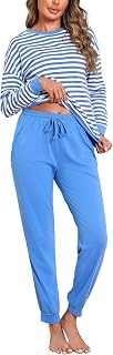 Bresdk Women's Long Cotton Pyjama Set Sleepwear Winter S-4XL