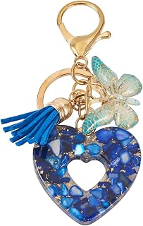 Heart Keychain Butt Fly Heart Keychain Resin Keychain Tassel Pendant Keychain for Bag Key Chain Coin Purse Car Keys