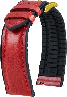 BINLUN Correas de Reloj de Cuero 14mm 16mm 18mm 19mm 20mm 21mm 22mm Correa de Reloj Piel de Liberación Rápida Cera de Aceite Cuero y Silicona Híbrido Correa de Repuesto para Hombres Mujeres 6 Colores