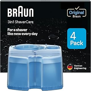 Braun Clean & Renew Refill Cartridges CCR, Replacement Shaver Cleaner Liquid Solution for Clean&Charge System, Pack of 4