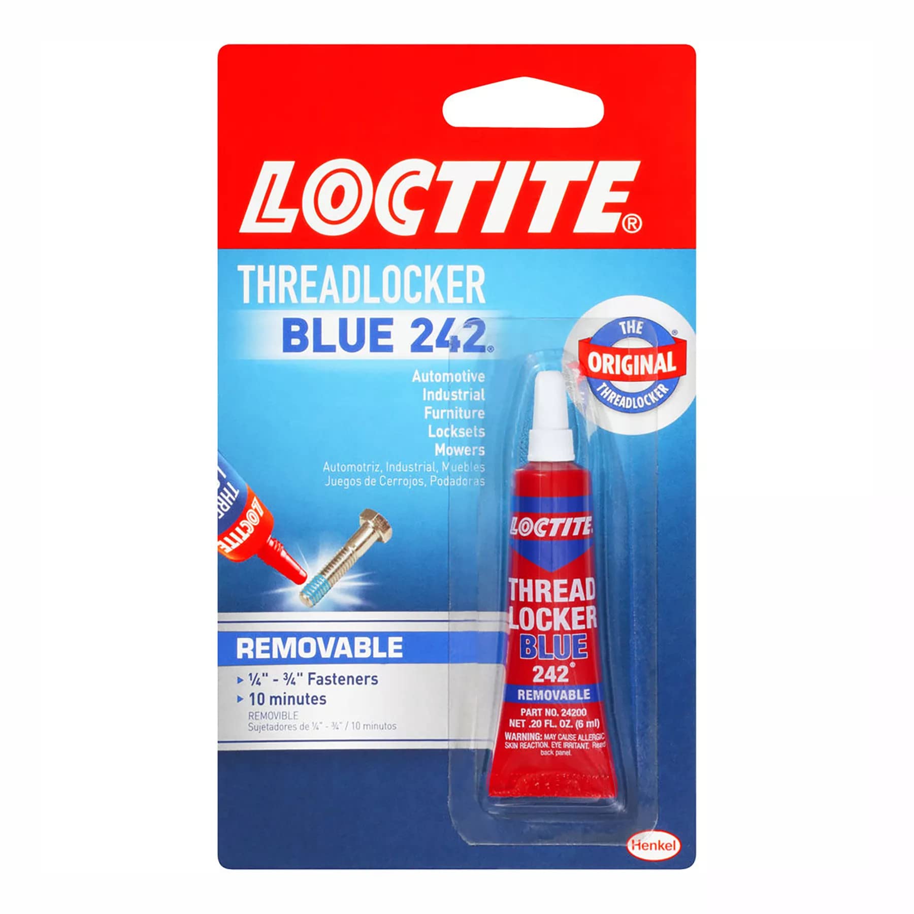 Loctite Threadlocker Blue 242 - Removable Thread Lock Glue for Nuts, Bolts, &amp