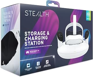 STEALTH Storage & Charge Station Compatible with Quest 3S Virtual Reality Headset and Touch Plus Controllers. Provides Full Charge in 2.5 hours.