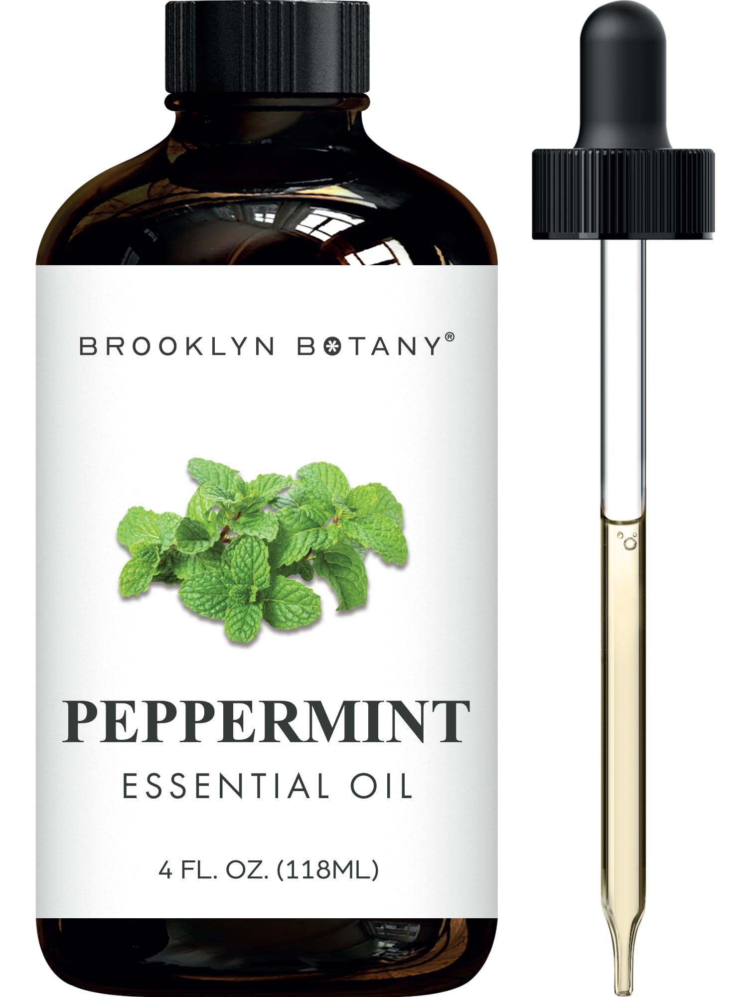 Brooklyn Botany Peppermint Essential Oil - Huge 118 ml | Steam Distilled, Premiu