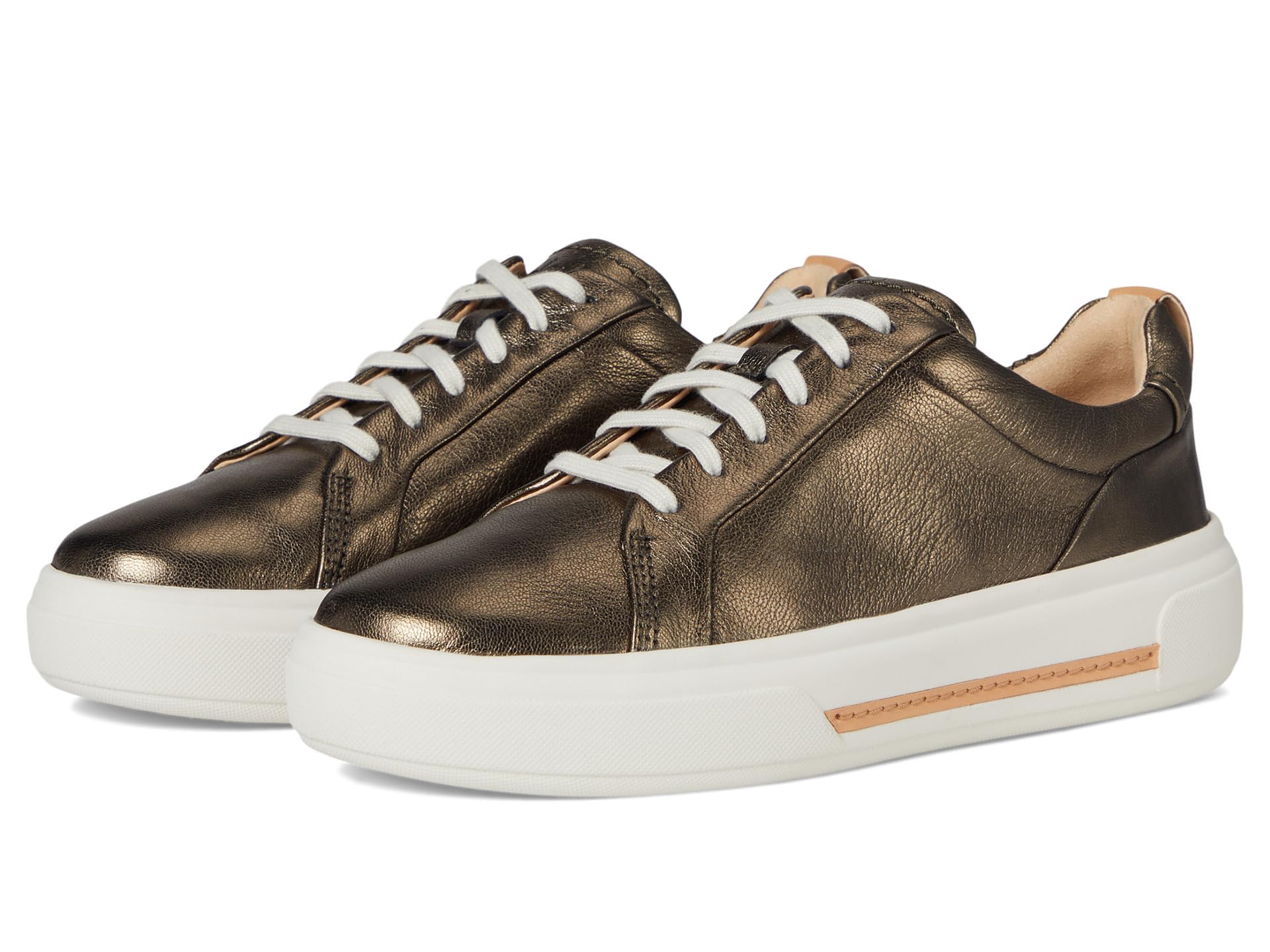 Clarks Womens Off White Leather Hollyhock Walking Sneakers