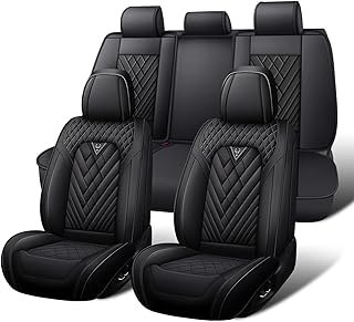 Car Seat Covers Full Set for Toyota RAV4 2000-2026, Waterproof Nappa Leather Car Seat Cover, Full Coverage Car Seat Covers Sets(5 Seats/Black)
