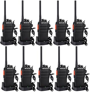Retevis RT24 Walkie Talkies for Adults, Professional Two Way Radio, PMR446 Long Range License Free, 2 Way Radios Walkie Talkie with Earpieces for Commercial, School (Black,10 Pack)