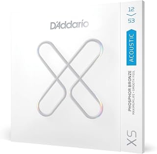D'Addario XS Acoustic Guitar Strings, Phosphor Bronze, Light, 12-53 | XS Phosphor Bronze acoustic strings deliver warm tone, long-lasting performance, tuning stability, and comfort.
