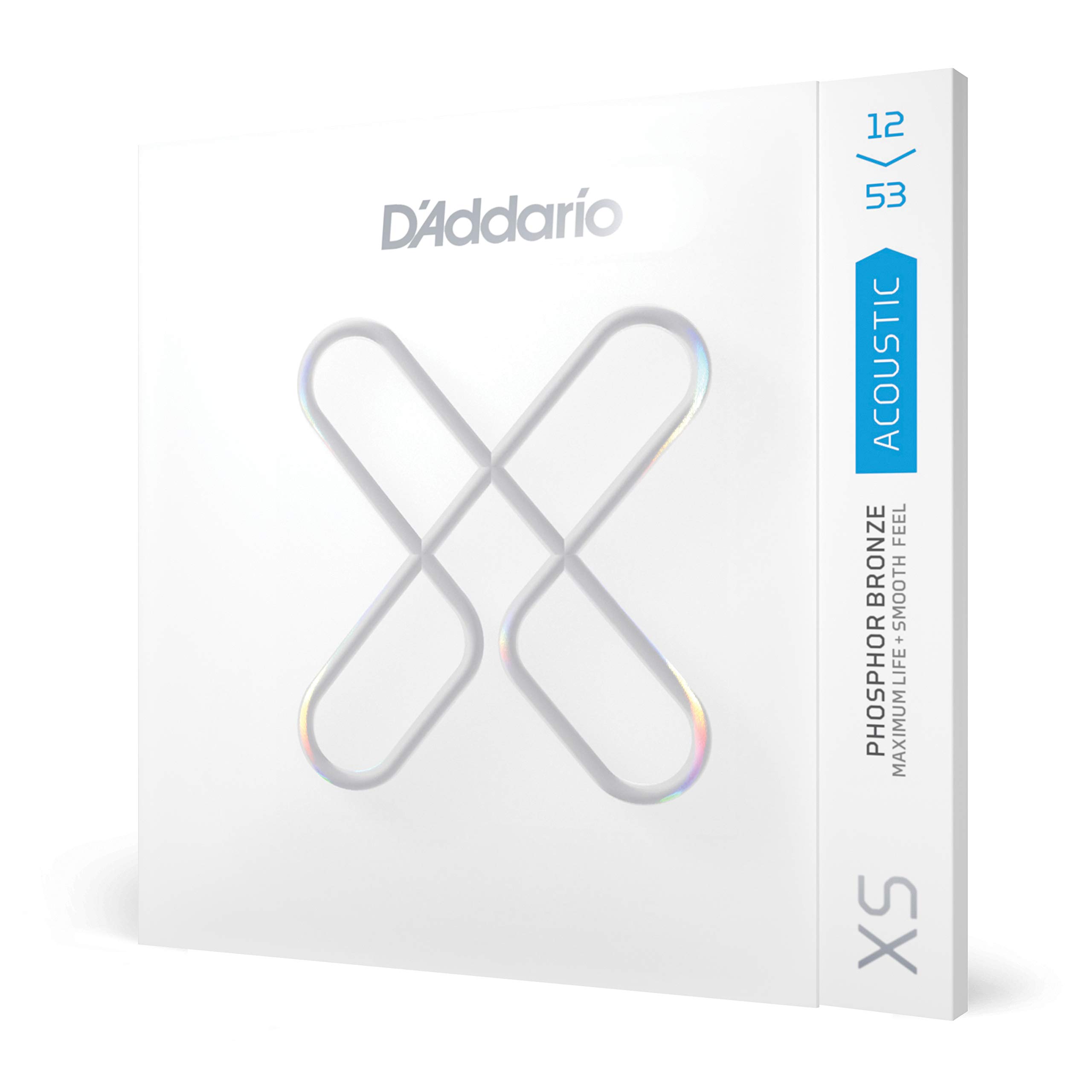 D'Addario XS Acoustic Guitar Strings, Phosphor Bronze, Light, 12-53 | XS Phospho